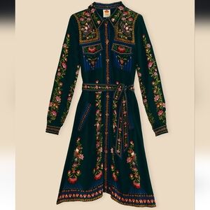FARM RIO black toucan garden midi dress xs NWOT
